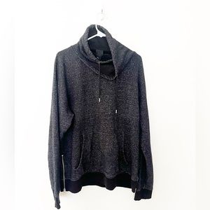 H&M Black Speckled Cowl Neck Zip Side Front Pocket Sweater